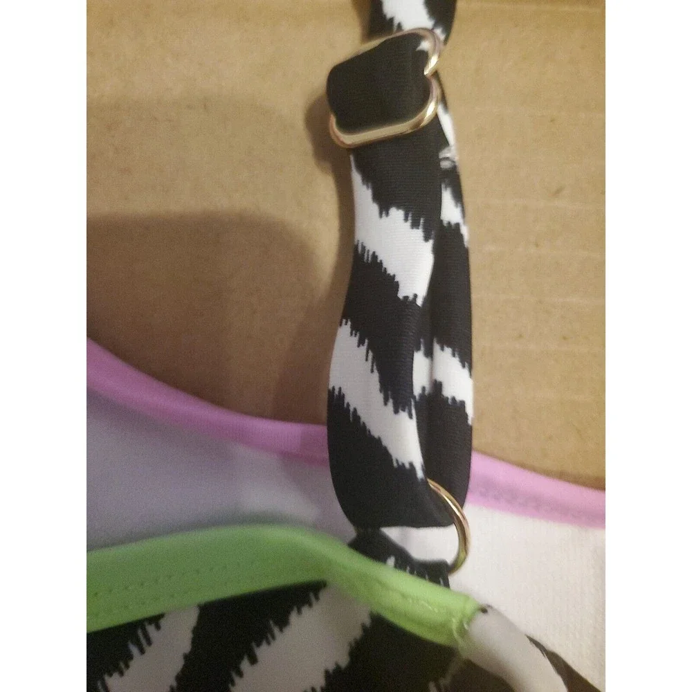 California Waves Plus Women's Bralette Size 22/24 Black White Animal Print Swim - Picture 9 of 12